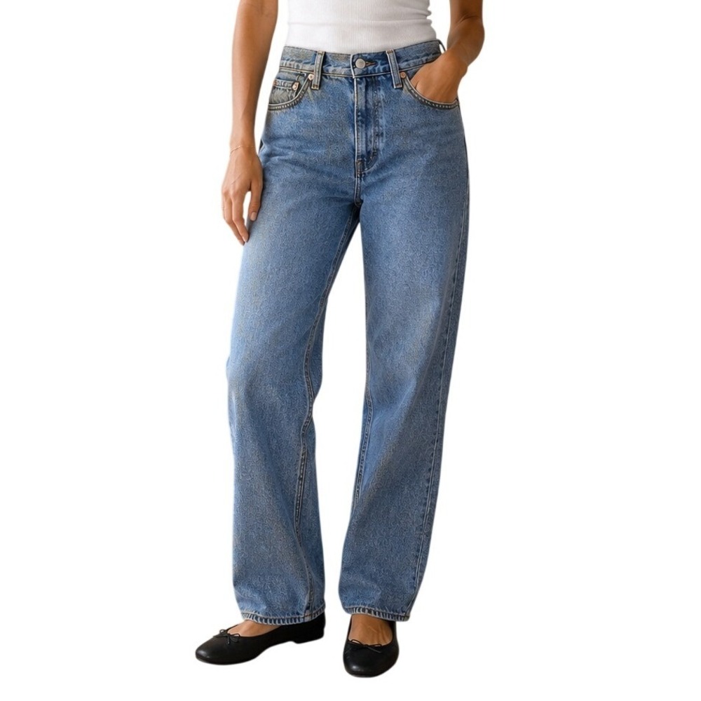 Levis Medium Wash Blue Ribcage Wide Leg High Rise Jeans Women's 25x32